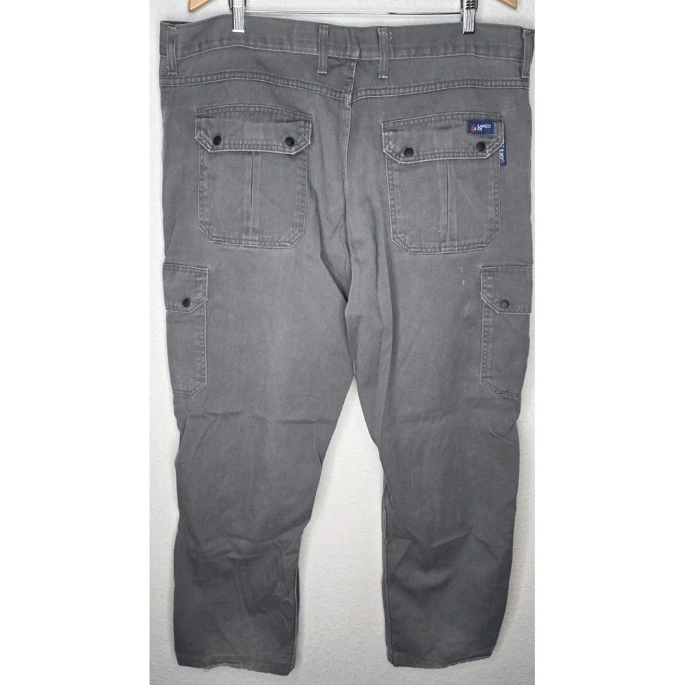 Lapco Men 40x34 Fire Resistant Reinforced Straight Cargo Work Pants Gray Pockets